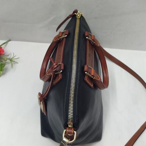 Dooney & Bourke Black Pebbled Leather Double Handles Zipper Satchel Shoulder Bag - Picture 10 of 16